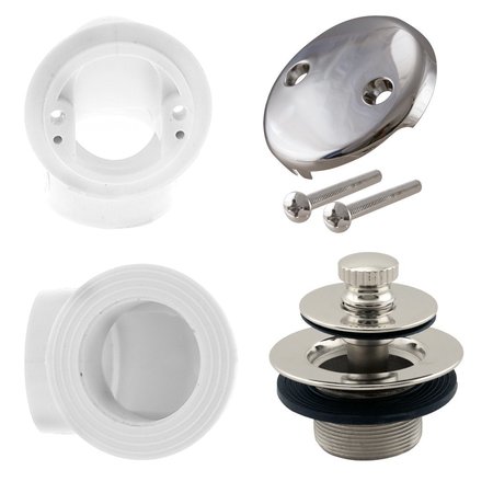 WESTBRASS Pull & Drain Sch. 40 PVC Plumber's Pack W/ Two-Hole Elbow in Polished Nickel D572-05